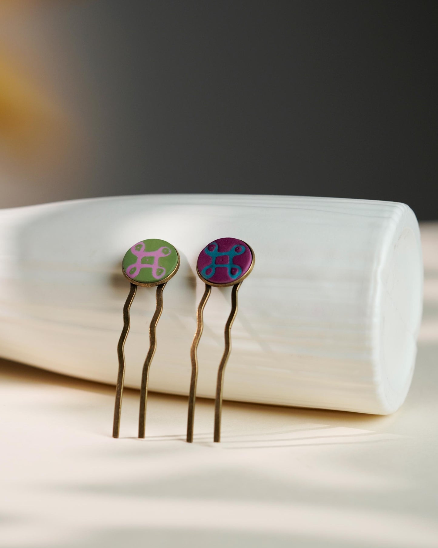 CHARUKESI"kolam"hair pins(set of two)