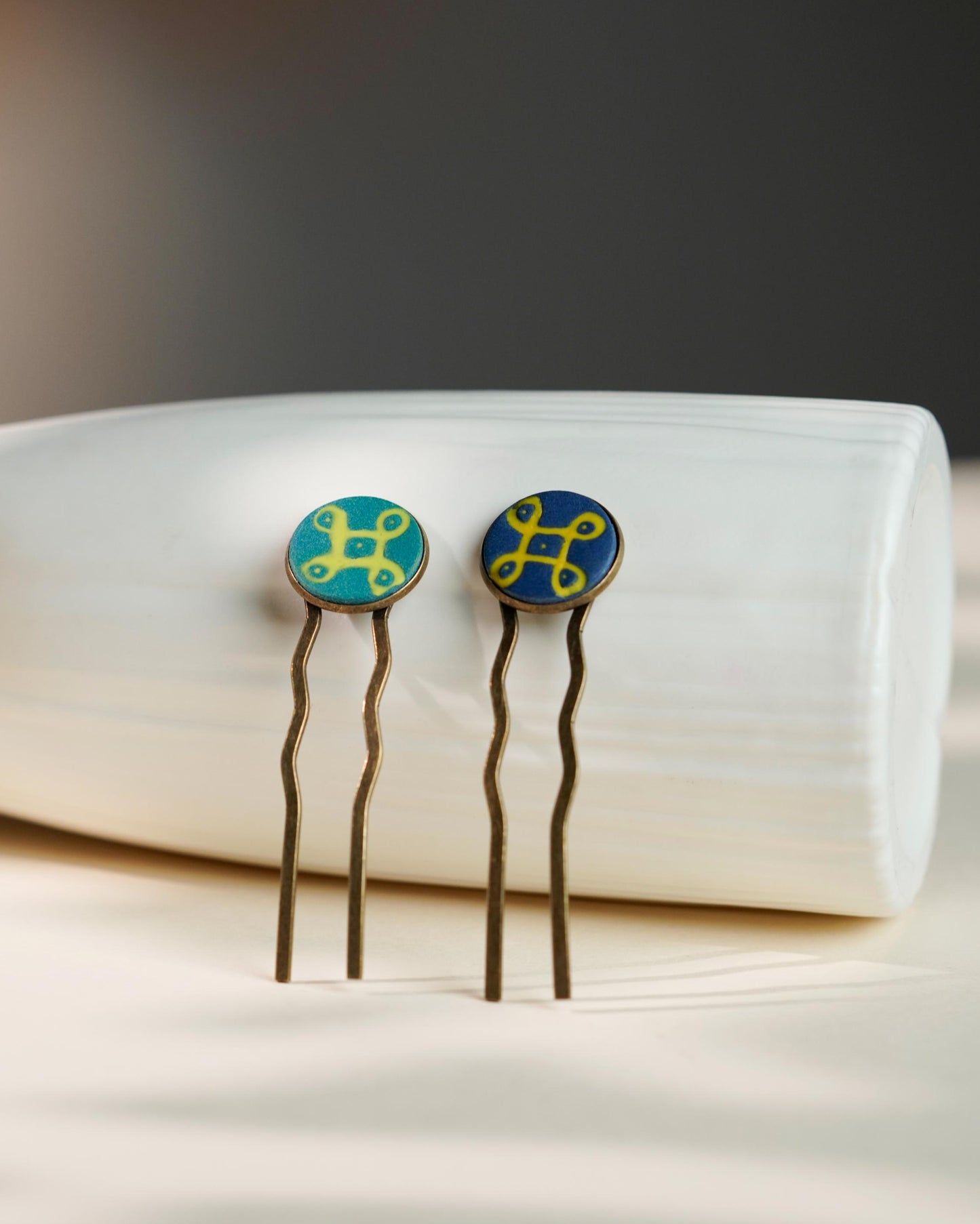 CHARUKESI"kolam"hair pins(set of two)