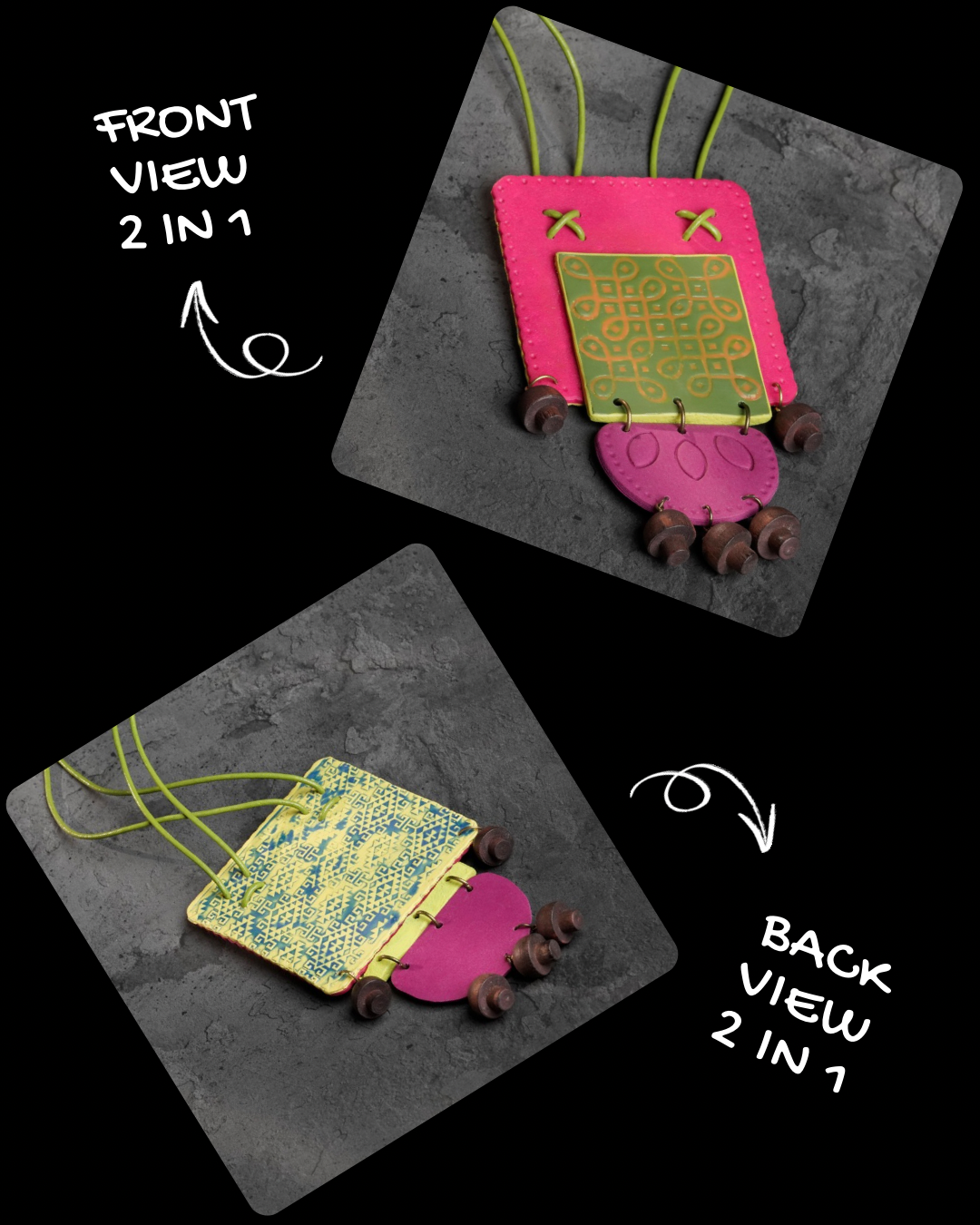 PONMOZHI REVERSIBLE "KOLAM"Statement necklace