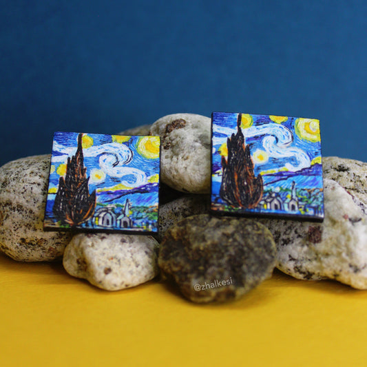 Vincent van Gogh "The Starry Night" Stud Earrings