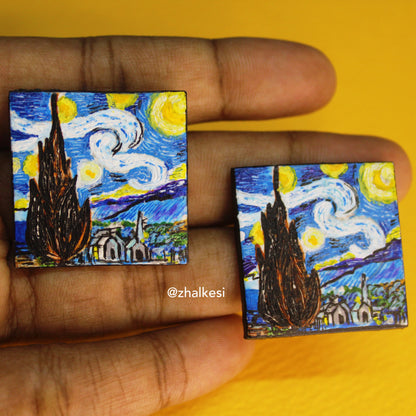 Vincent van Gogh "The Starry Night" Stud Earrings