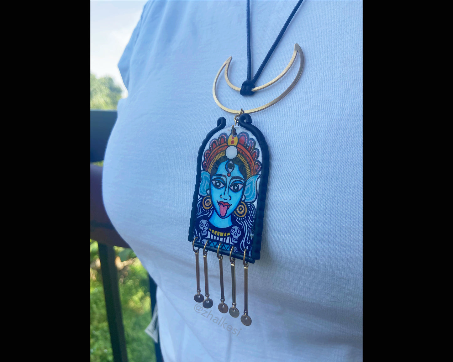 Moonlit Kali Enchantment handpainted Necklace