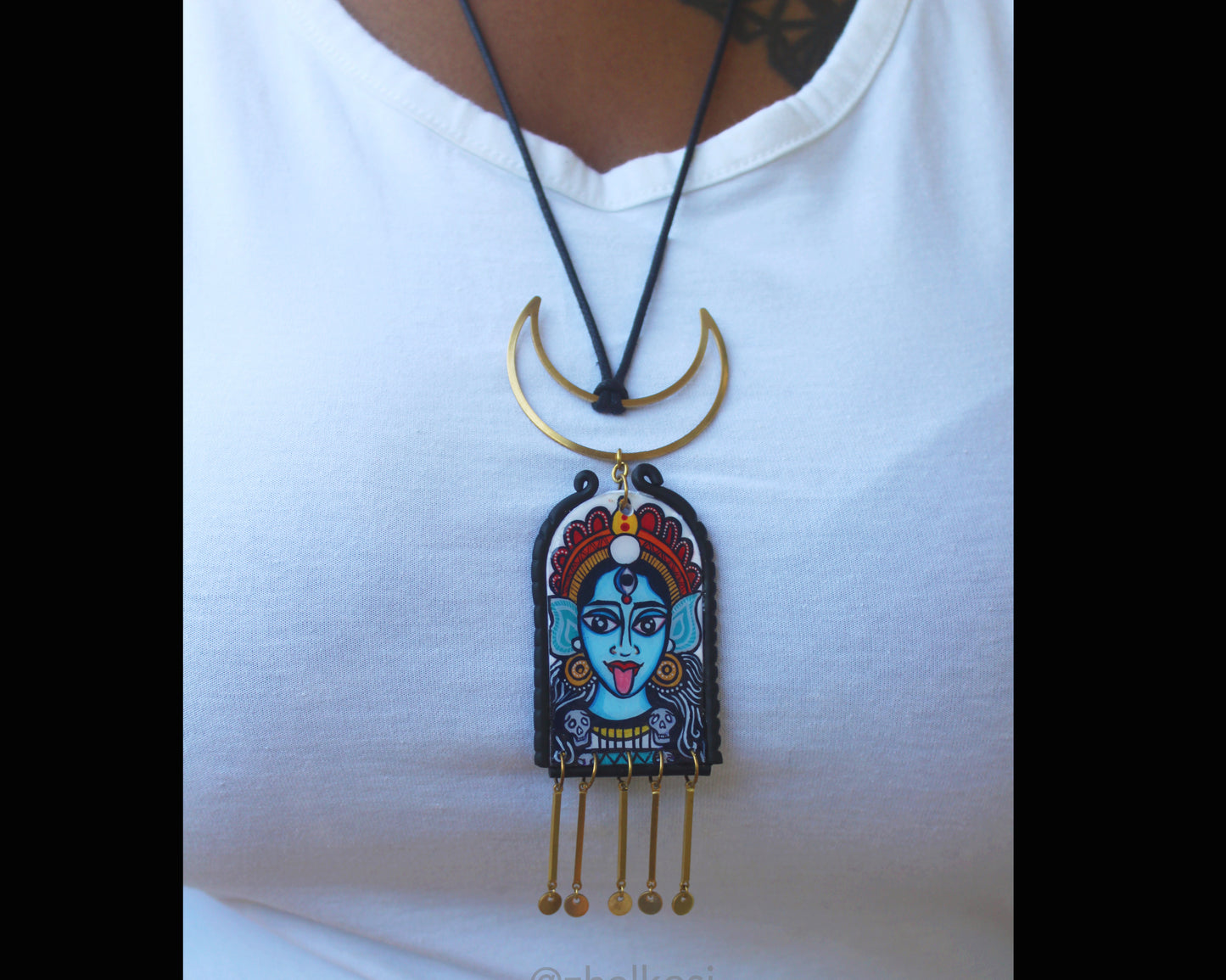 Moonlit Kali Enchantment handpainted Necklace