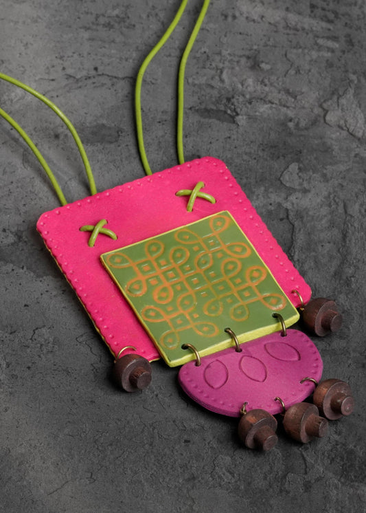 PONMOZHI REVERSIBLE "KOLAM"Statement necklace