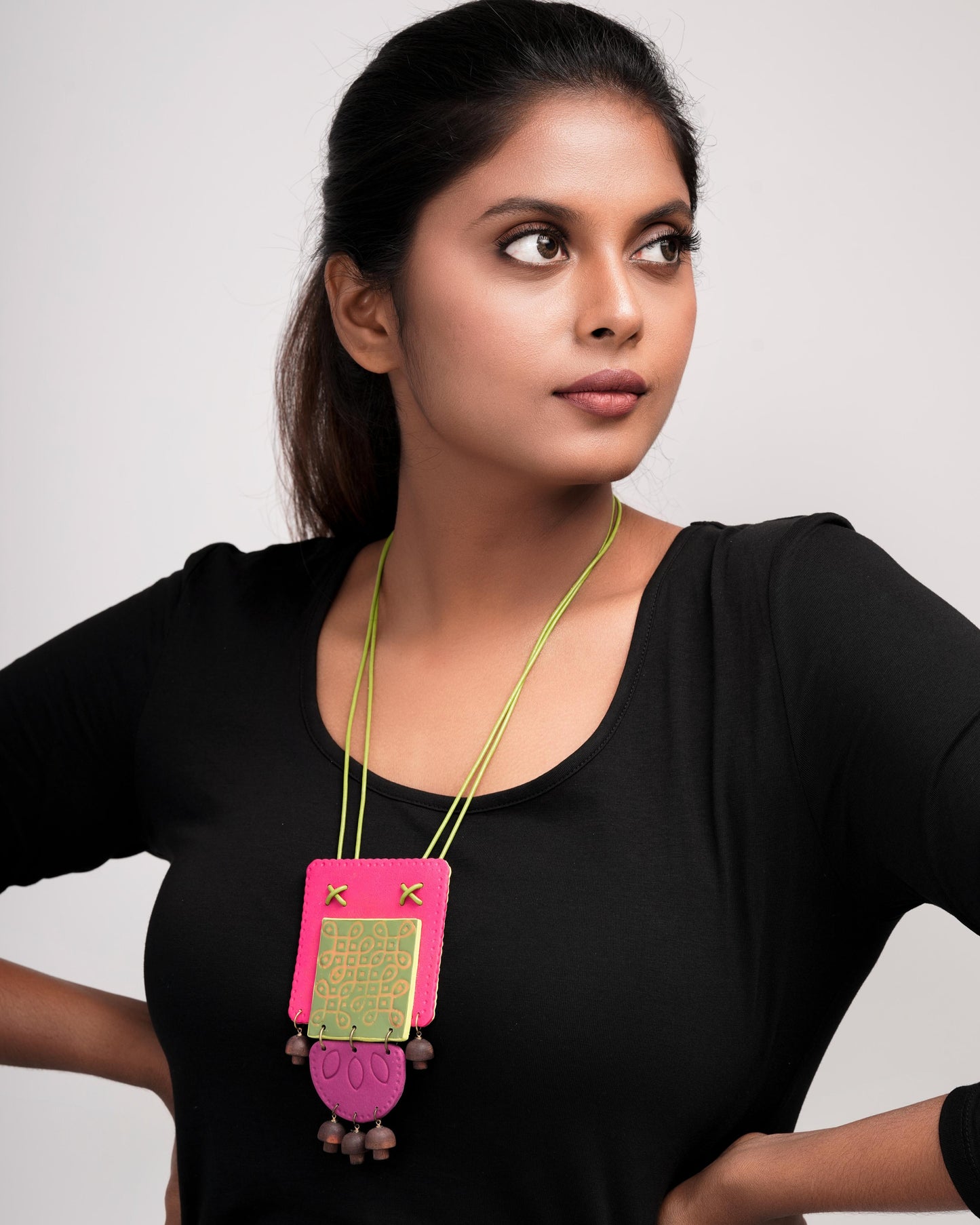 PONMOZHI REVERSIBLE "KOLAM"Statement necklace