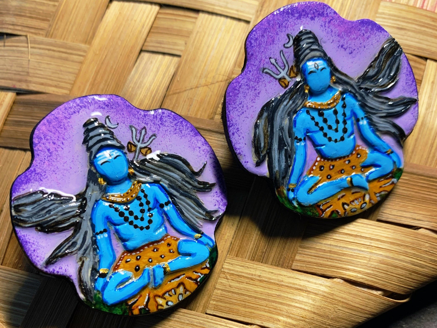 Handsculpted 3D Shiva Stud earrings